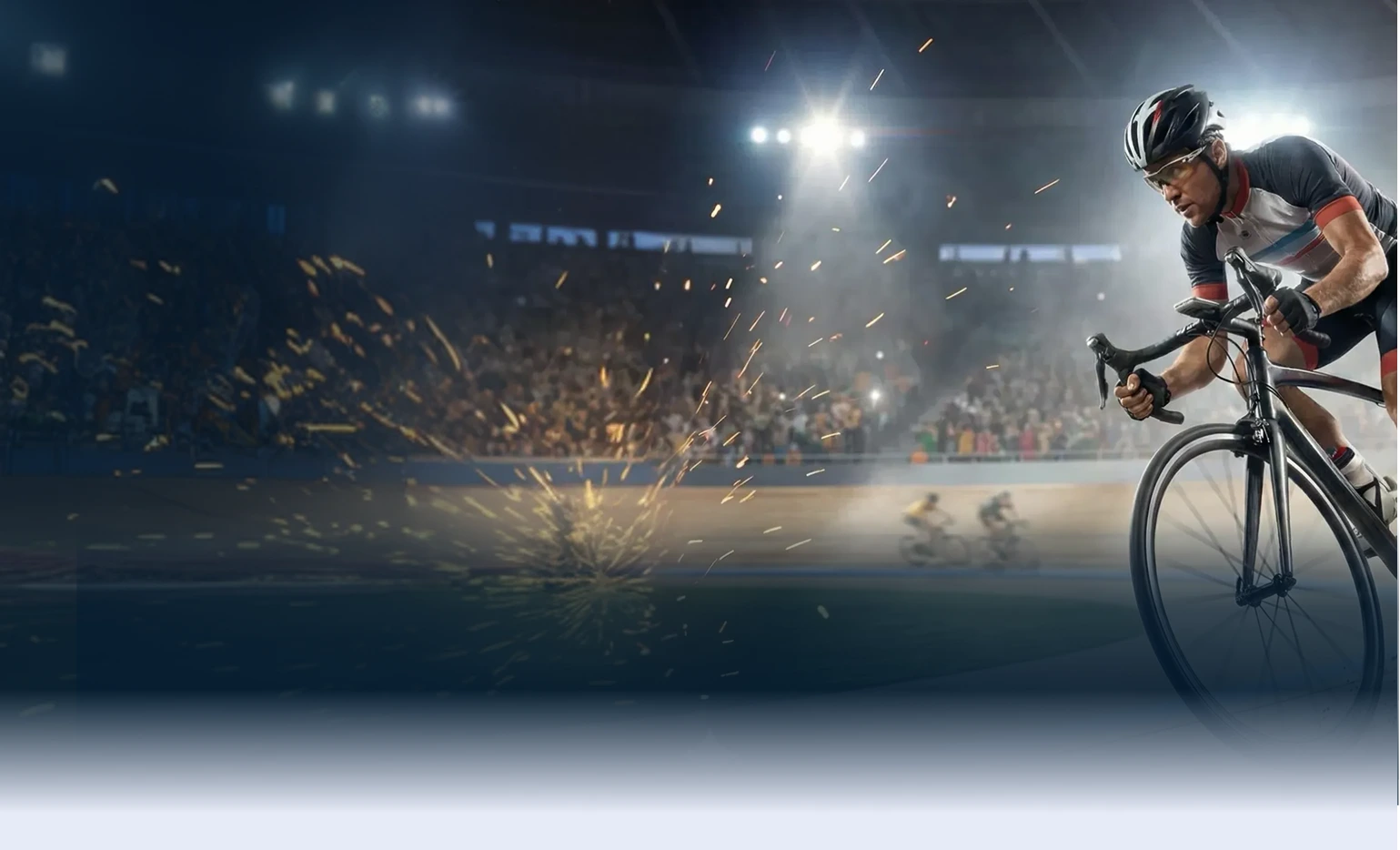 Cyclist racing in stadium