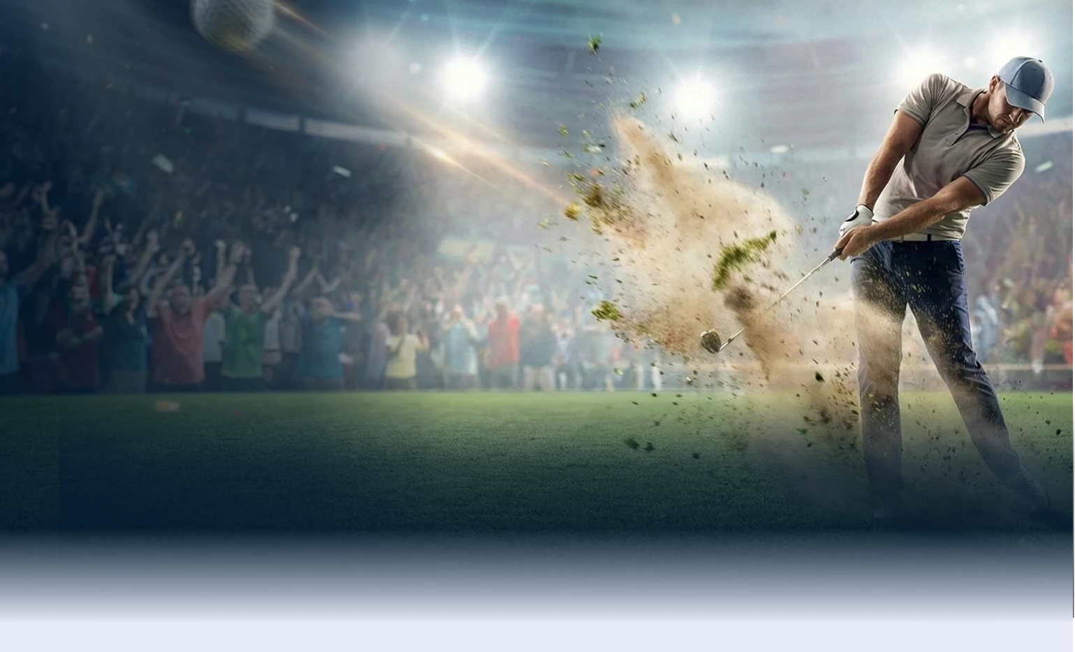 Golfer hitting explosive shot